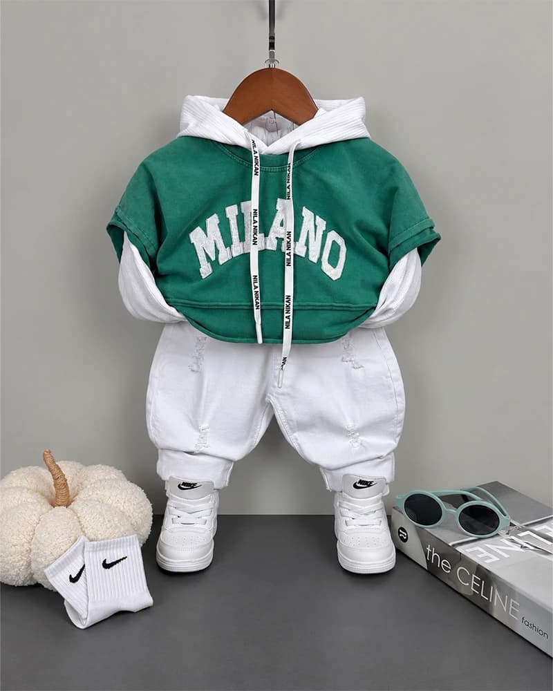 استایل آماده│وست بچگانه سنگشور سبز مدل میلانو کد 1588
