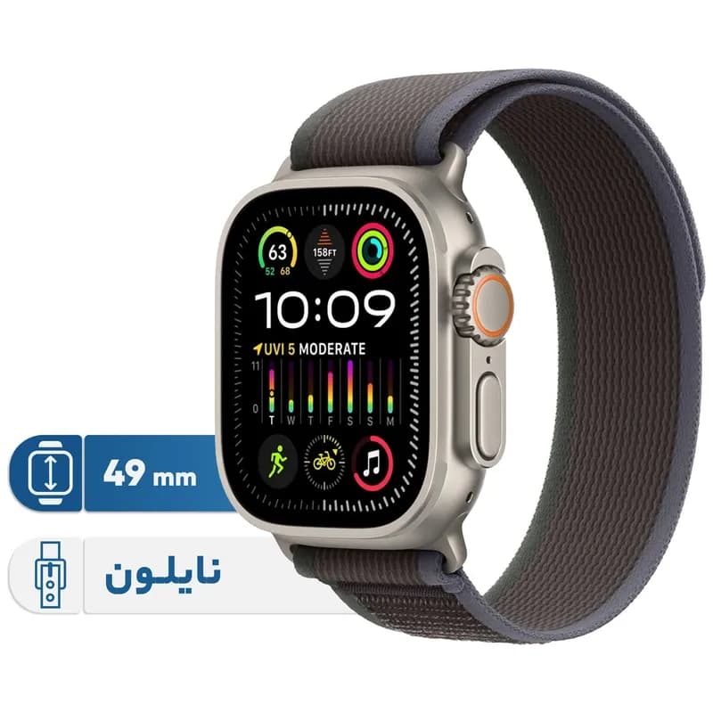 اپل واچ مدل Ultra 2 black ti dark Case Trail Loop 49mm