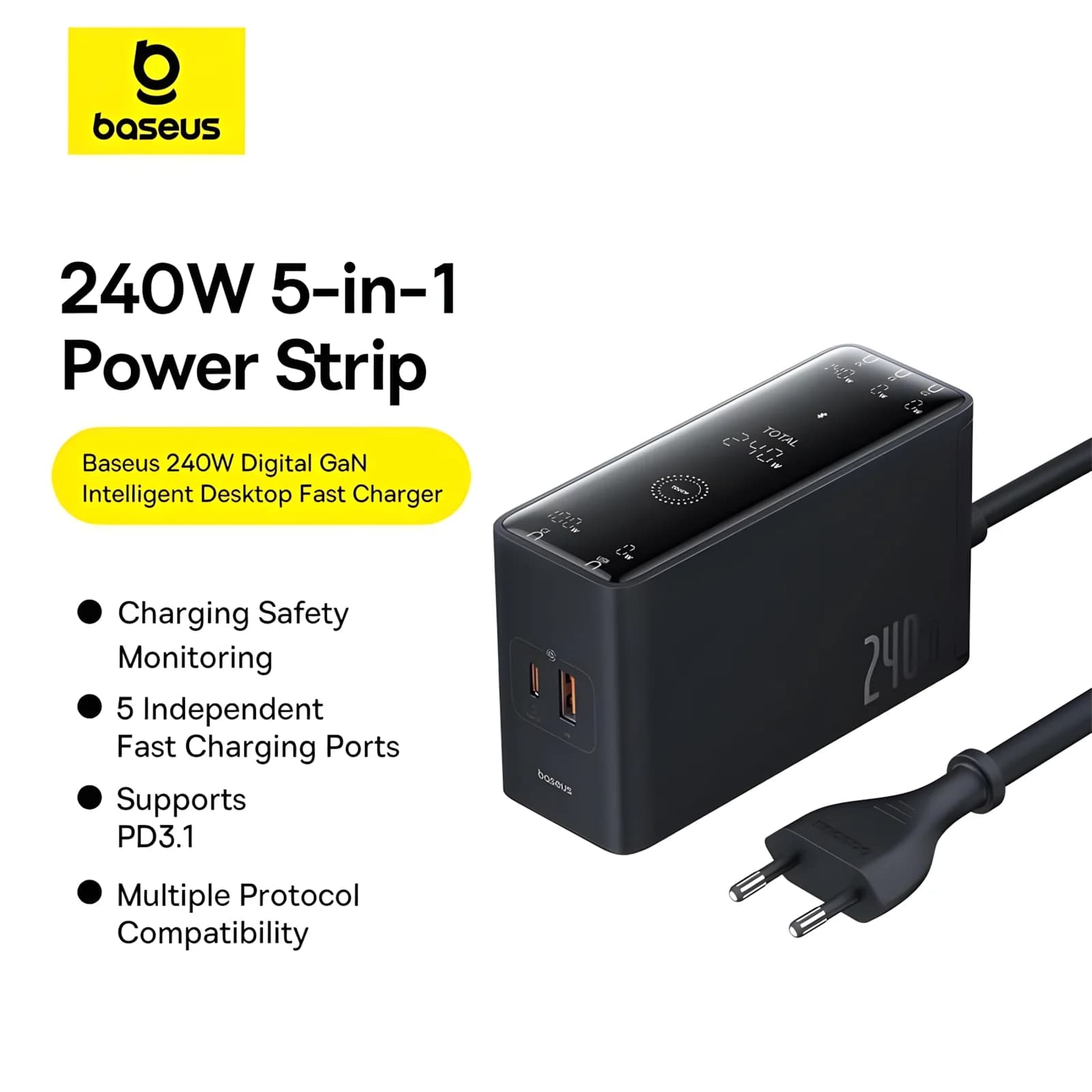 شارژر رومیزی 240 وات بیسوس مدل B-P101 240W — تصویر ۲