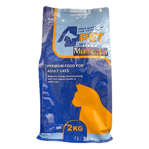 غذای خشک گربه مولتی کالر بالغ فورپت (4pet) – 2 کیلوگرم