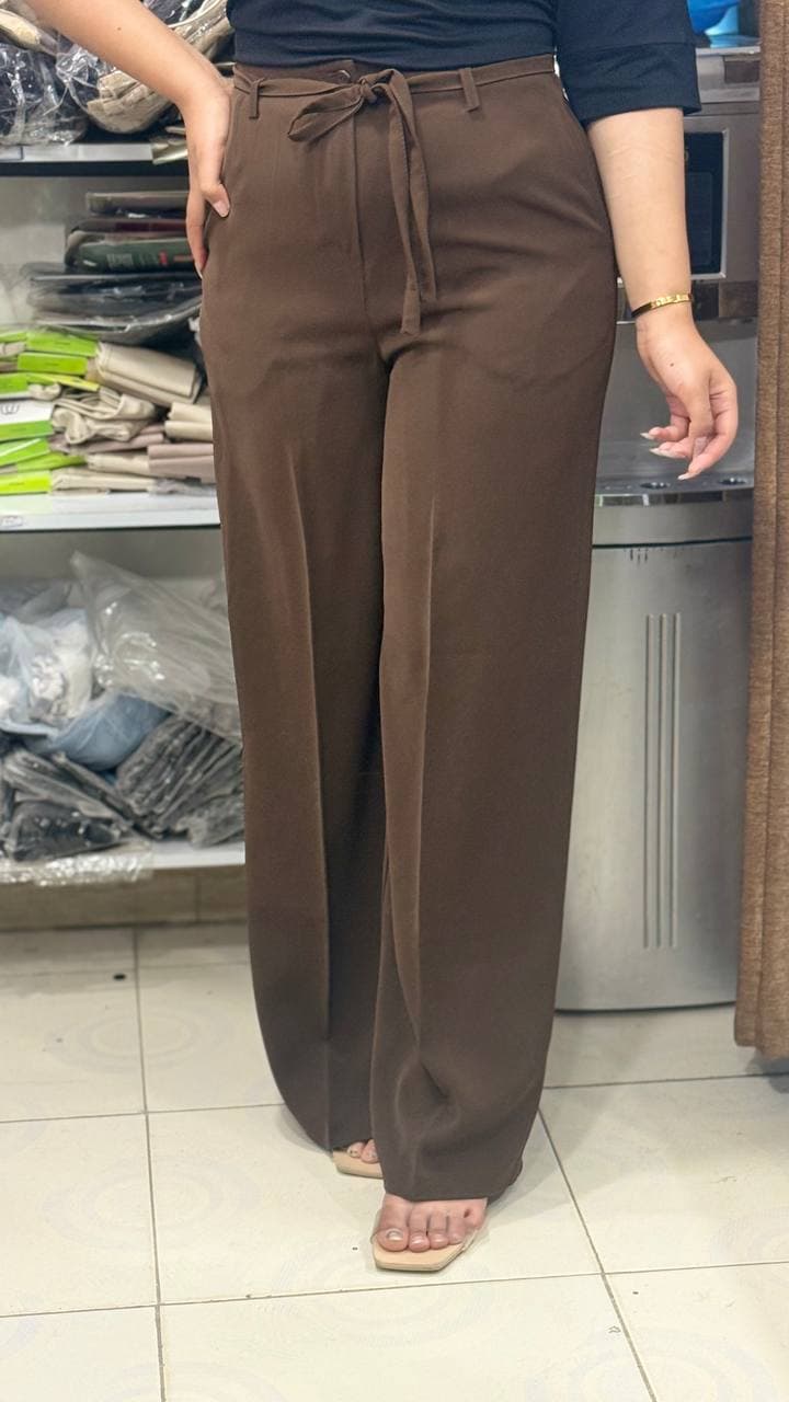 شلوار کرپ زارا لخت و ریزشی کمربنددار قد ۱۱۰ — تصویر ۳