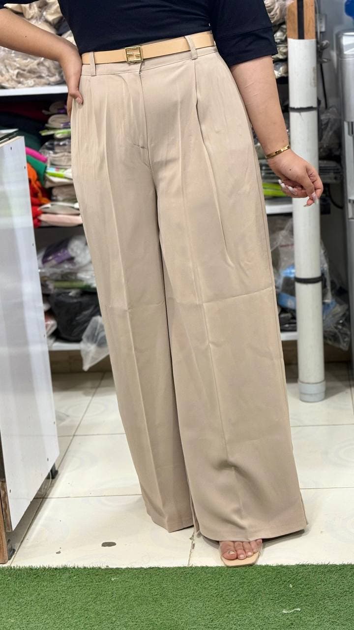 شلوار کرپ زارا لخت و ریزشی کمربنددار قد ۱۱۰ — تصویر ۶