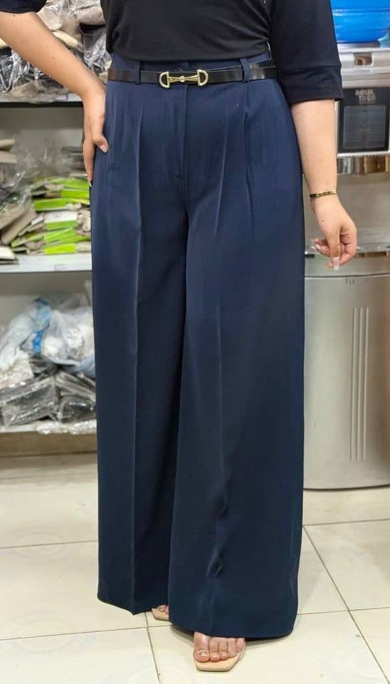 شلوار کرپ زارا لخت و ریزشی کمربنددار قد ۱۱۰ — تصویر ۵