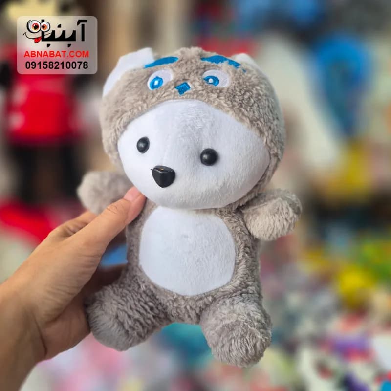 عروسک خرس کلاه سالیوانی بنفش 25 سانتی کد 1511 — تصویر ۴