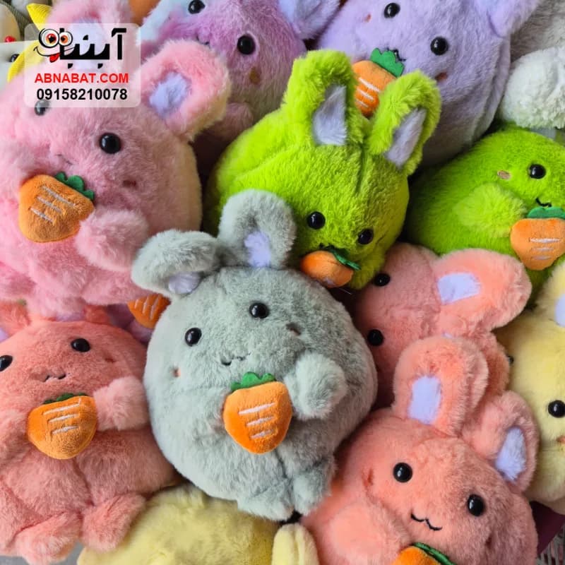 عروسک خرگوش هویج بدست زرد 25 سانتی کد 1501