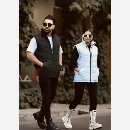 پافر مموری اسپرت زنانه جنس مموری گرم بالا آستر کشی شده رنگ گندمی و شیری — تصویر ۳