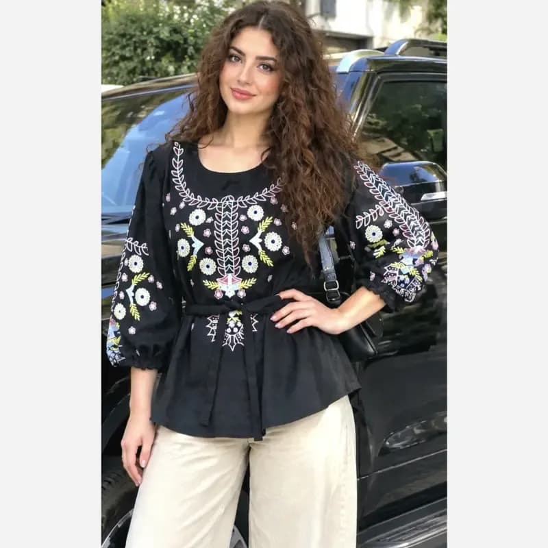 تونیک چاپی رنگی آرامش جنس شانتون درجه یک — تصویر ۵
