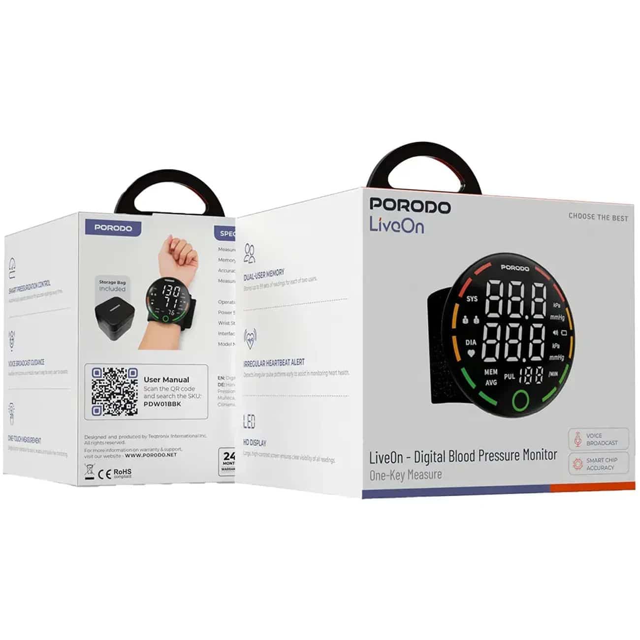 فشارسنج مچی دیجیتال پورودو Porodo مدل PDW01BBK شارژی — تصویر ۵