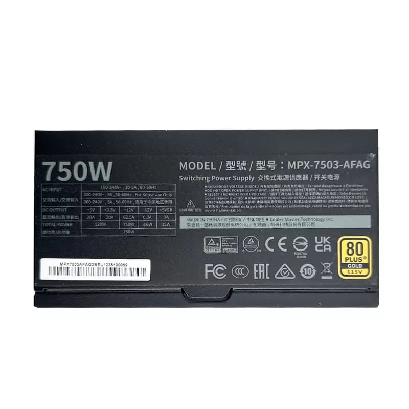 پاور 750 وات Cooler master GXII Gold 750W استوک در حد نو گارانتی تا 1406/07 — تصویر ۶