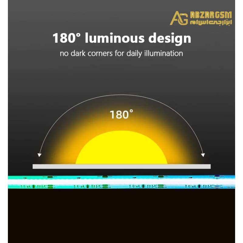 LED نواری سفید مهتابی 220 ولت COB رول 10متری — تصویر ۳