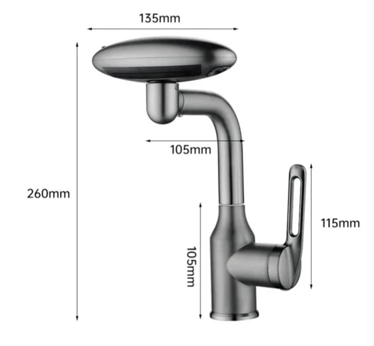 شیر ظرفشویی چهار حالته 360 درجه مدل فضایی برند Hyshin گرید A — تصویر ۲