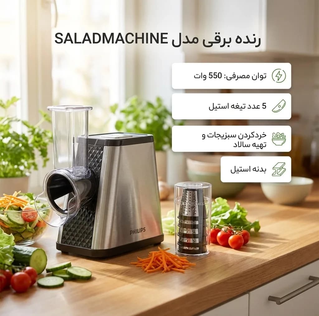 رنده برقی 5 تیغه مدل SALADMACHINE — تصویر ۳