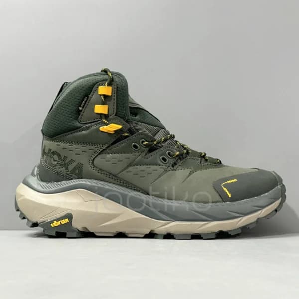 کفش کوهنوردی هوکا گورتکس سبز زیتونی / زرد Hoka Kaha 2 High GTX