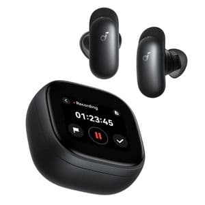 هدفون بلوتوثی توگوشی انکر مدل Soundcore Liberty 5 Pro Max دارای نمایشگر لمسی 1.78 اینچی AMOLED روی کیس شارژ، نویز کنسلینگ فعال تطبیقی ANC 4.0، 8 میکروفون و پشتیبانی از LDAC