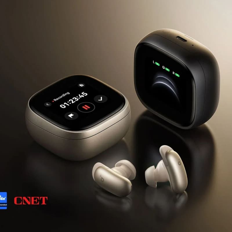 هدفون بلوتوثی توگوشی انکر مدل Soundcore Liberty 5 Pro Max دارای نمایشگر لمسی 1.78 اینچی AMOLED روی کیس شارژ، نویز کنسلینگ فعال تطبیقی ANC 4.0، 8 میکروفون و پشتیبانی از LDAC — تصویر ۳