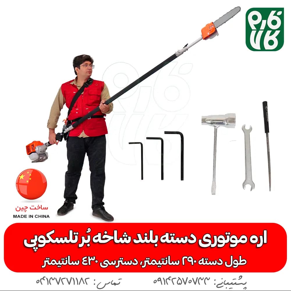 اره موتوری دسته بلند شاخه بر تلسکوپی QJB260 — تصویر ۲