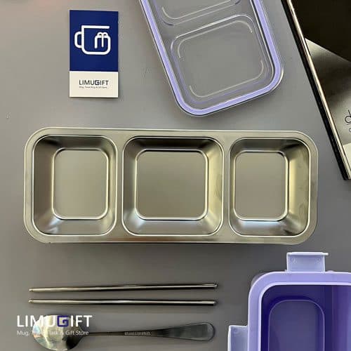 لانچ باکس داخل استیل مستطیلی 3 خانه برند Laxson کد 0236 — تصویر ۴