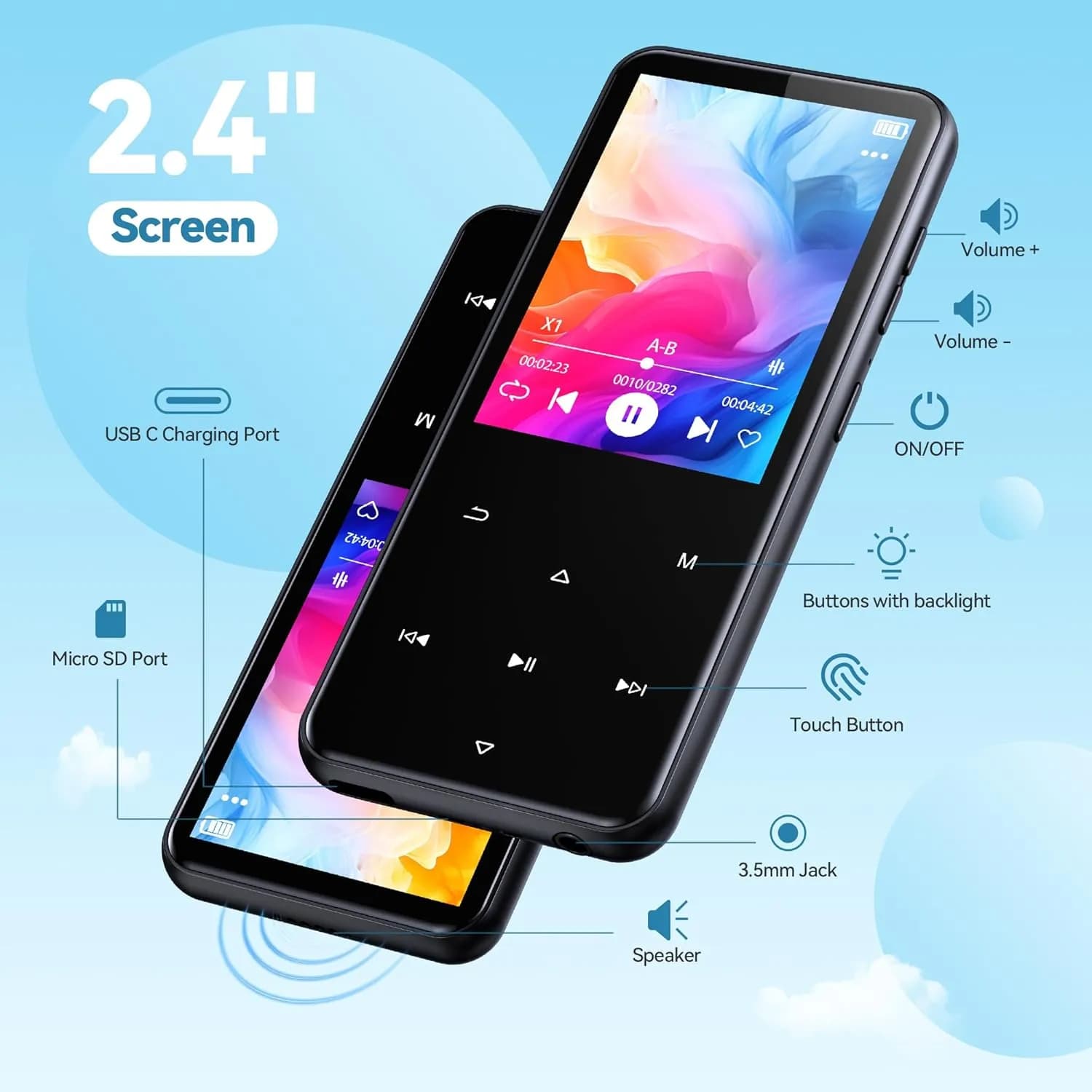 پخشکننده موسیقی MP3 بلوتوثی برند AGPTEK مدل JP8933 — تصویر ۴