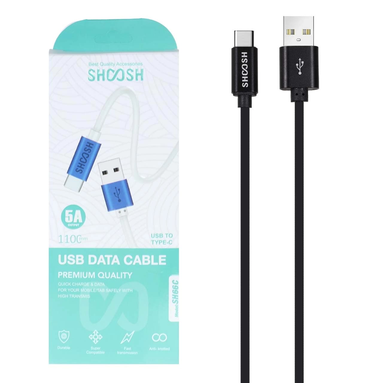 کابل شارژ 1.1 متری فست Shoosh Type-C مدل SH66C – مشکی – SMO