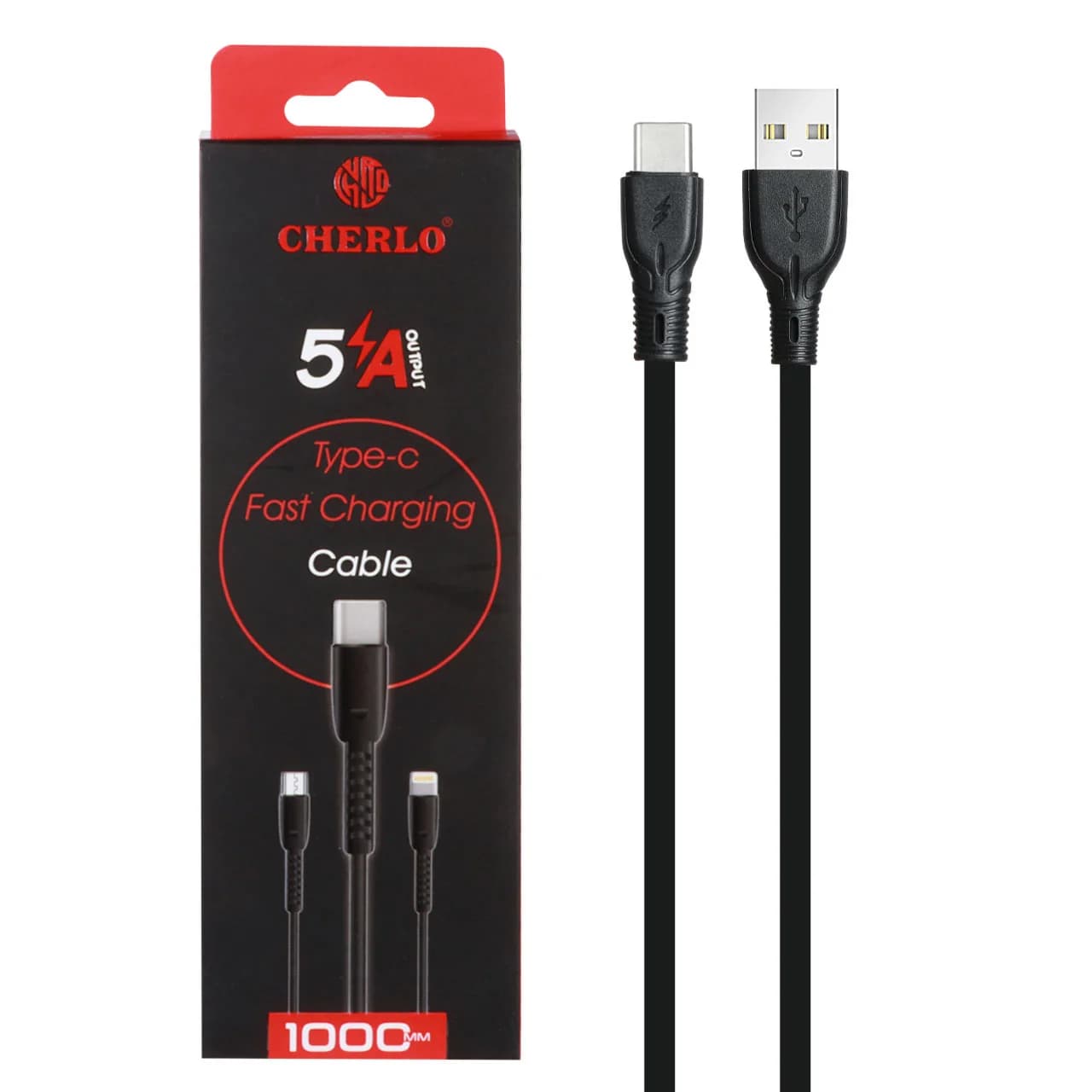کابل شارژ فست CHERLO Type-C مدل CH-TC09 – مشکی – SMO — تصویر ۲