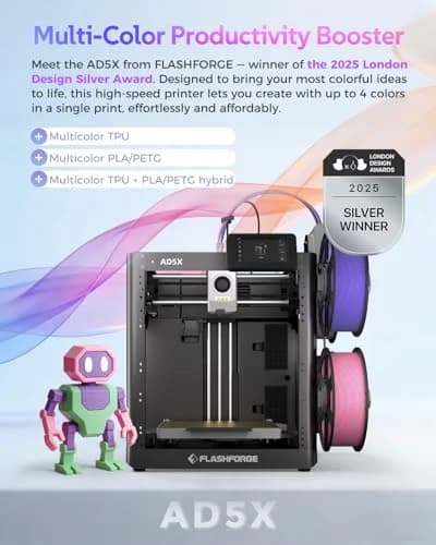 پرینتر سه بعدی چندرنگ FLASHFORGE مدل AD5X – سرعت فوق‌العاده و دقت صنعتی — تصویر ۵
