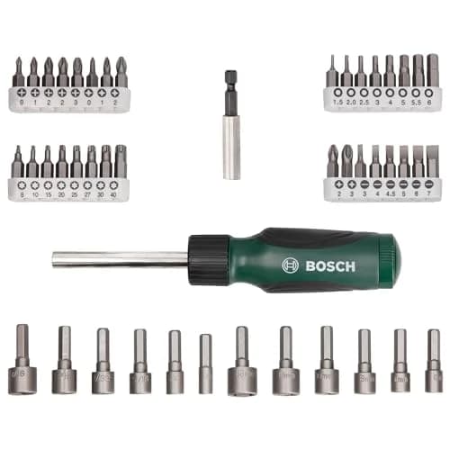 مجموعه ۴۶ عددی پیچ‌گوشتی جغجغه‌ای، سری پیچ‌گوشتی و بکس بوش (Bosch) — تصویر ۲