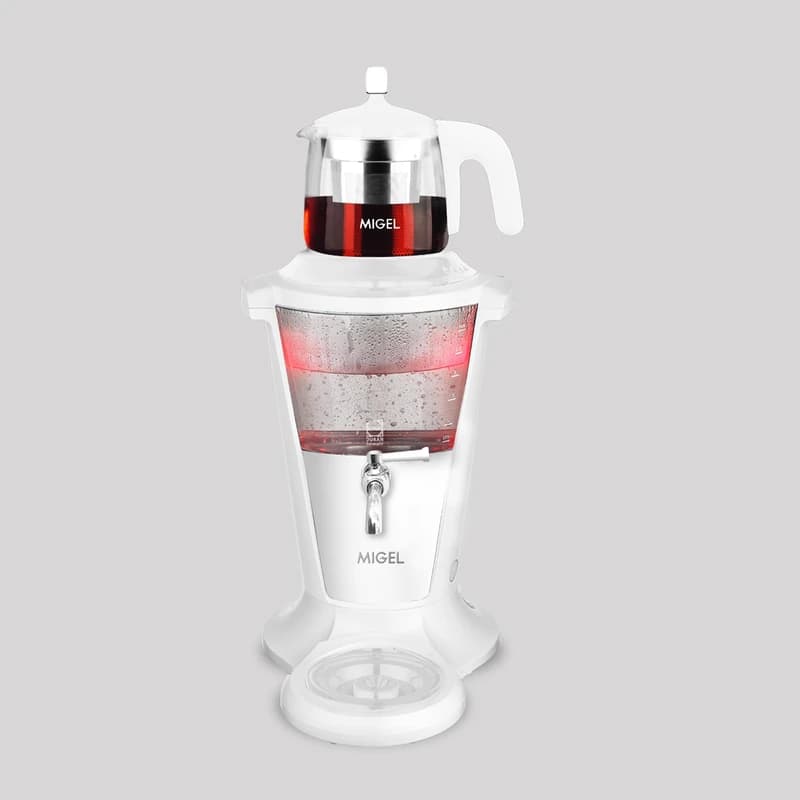 چای‌ساز روی هم 4 لیتری میگل مدل GTS 301 با بدنه و قوری شیشه‌ای مقاوم، قدرت 1500 وات، فیلتر استیل، کنترل دکمه‌ای و قابلیت خاموشی خودکار | لوازم خانه و آشپزخانه واناهومز — تصویر ۴
