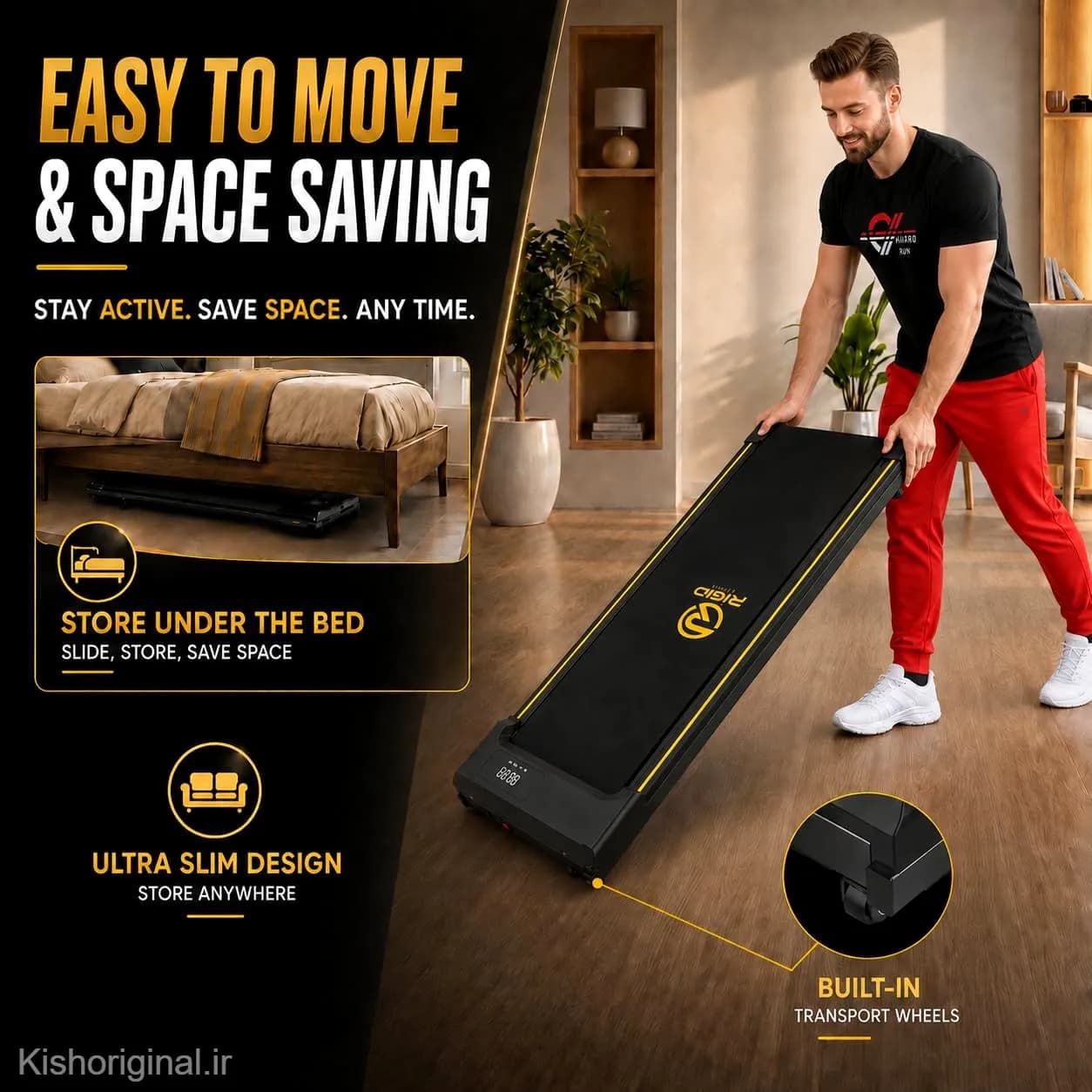 تردمیل زیرمیزی RIGID FITNESS | پیاده‌روی و دویدن سبک با کنترل از راه دور — تصویر ۵