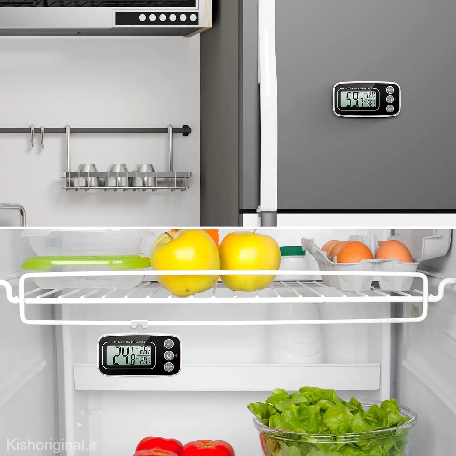 دماسنج دیجیتال یخچال و فریزر و منزل KASTWAVE با صفحه نمایش LCD — تصویر ۲