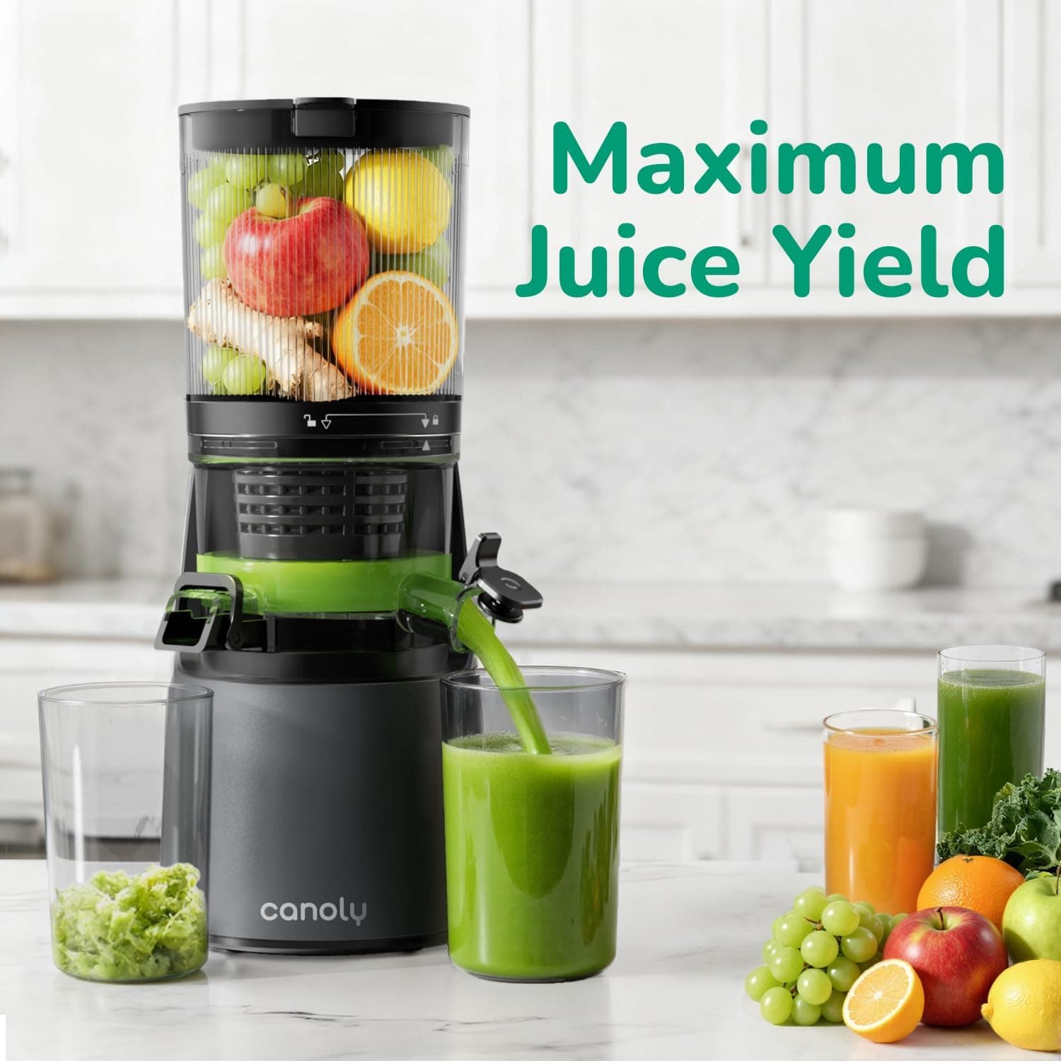 آبمیوه گیری Canoly C16 Cold Press | دهانه بزرگ ۱۵۰ میلیمتری و ظرفیت ۲.۶ لیتر — تصویر ۲