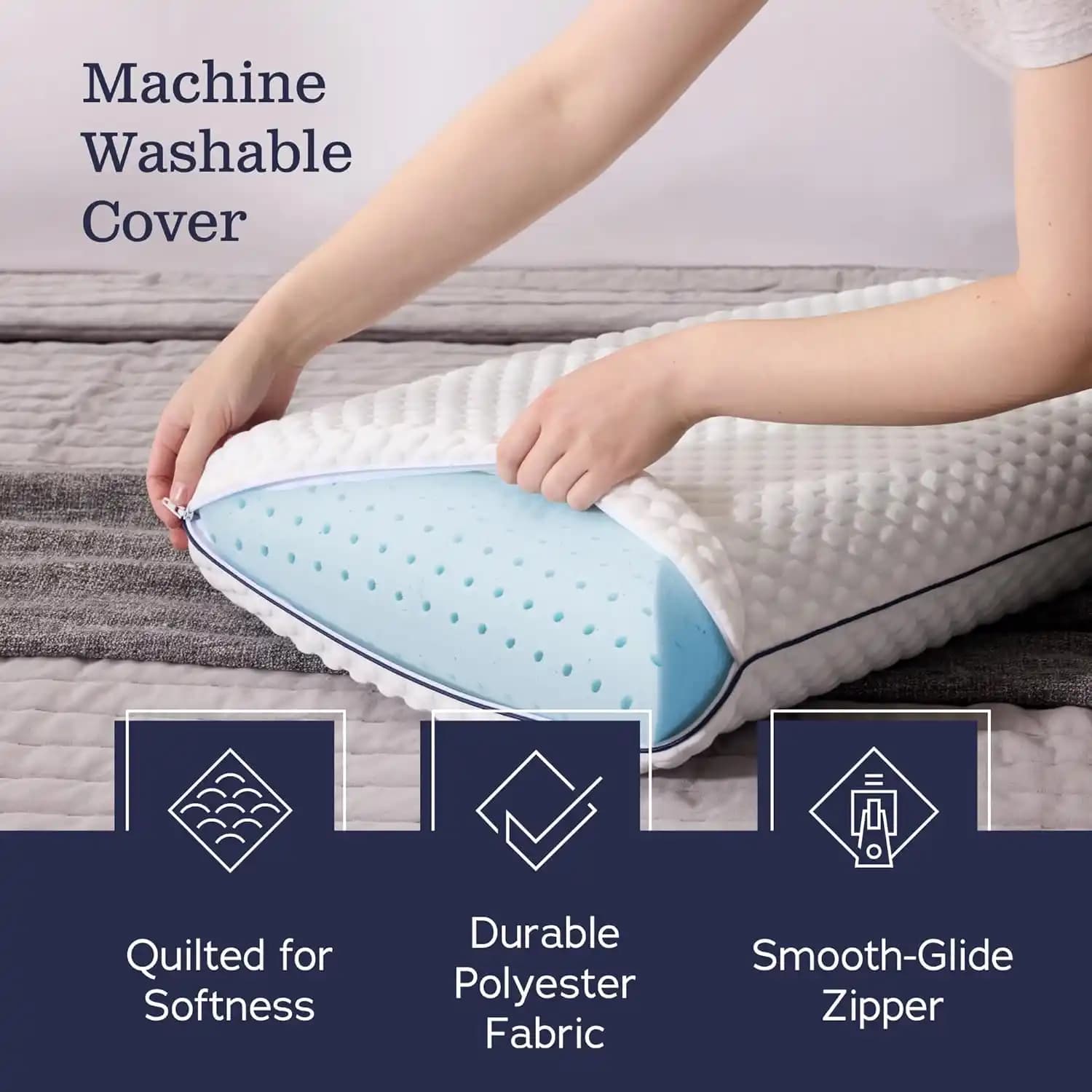 بالش طبی Weekender Ventilated Gel Memory Foam Pillow – مخصوص دیسک گردن و گردن درد — تصویر ۲