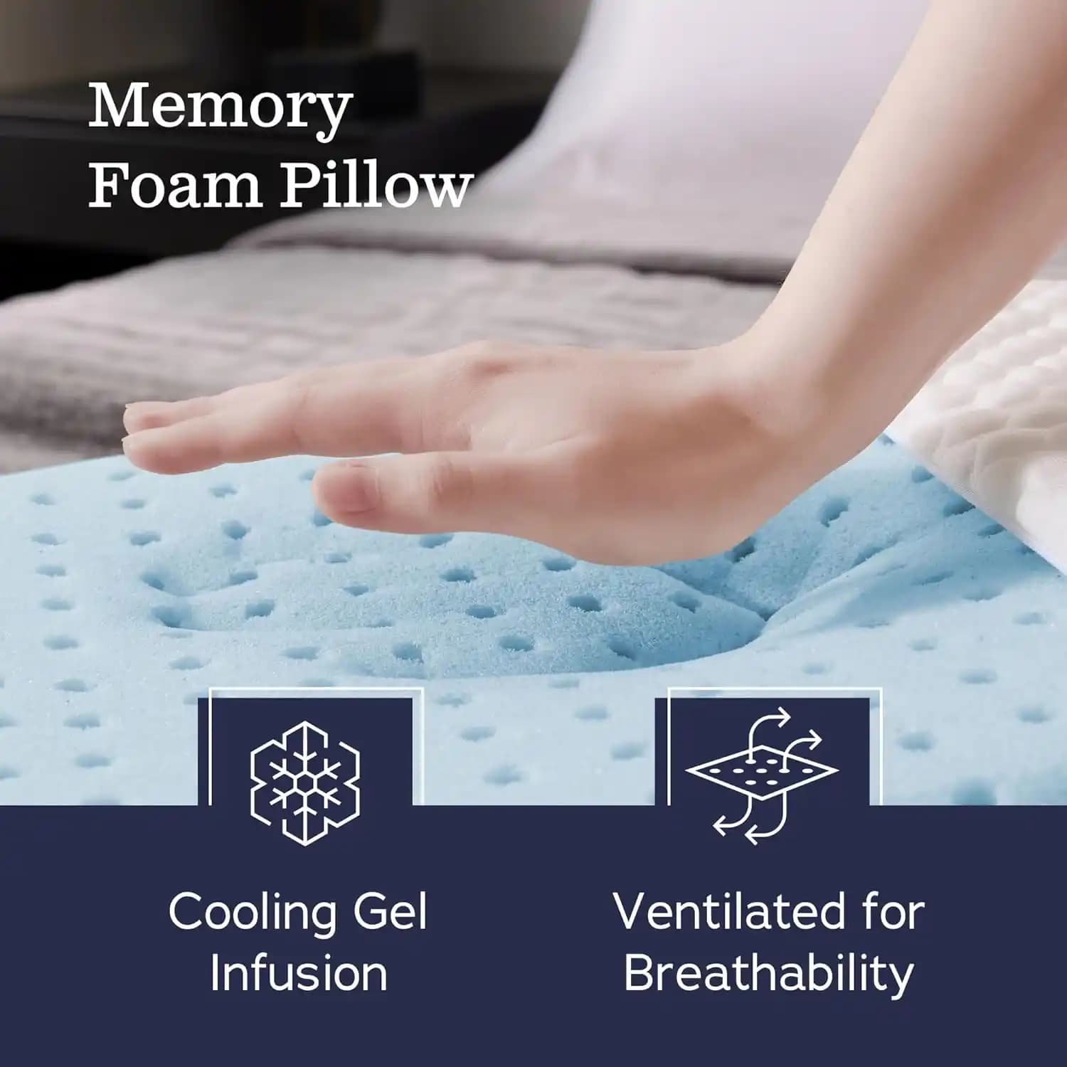بالش طبی Weekender Ventilated Gel Memory Foam Pillow – مخصوص دیسک گردن و گردن درد — تصویر ۳