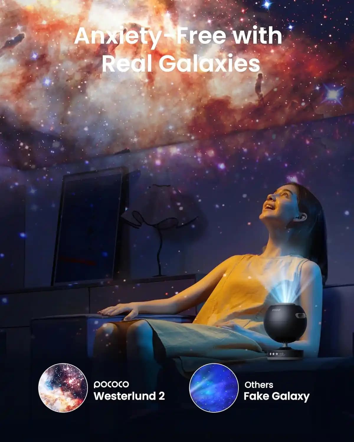 پروژکتور ستاره‌ای POCOCO Galaxy Lite Star Projector لامپ کهکشانی — تصویر ۲