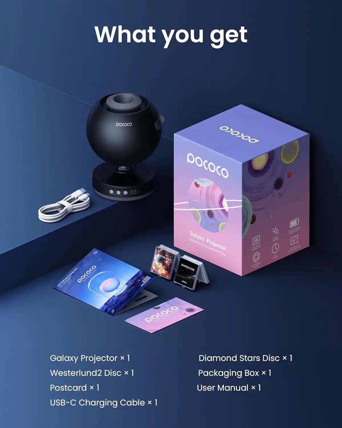 پروژکتور ستاره‌ای POCOCO Galaxy Lite Star Projector لامپ کهکشانی — تصویر ۴
