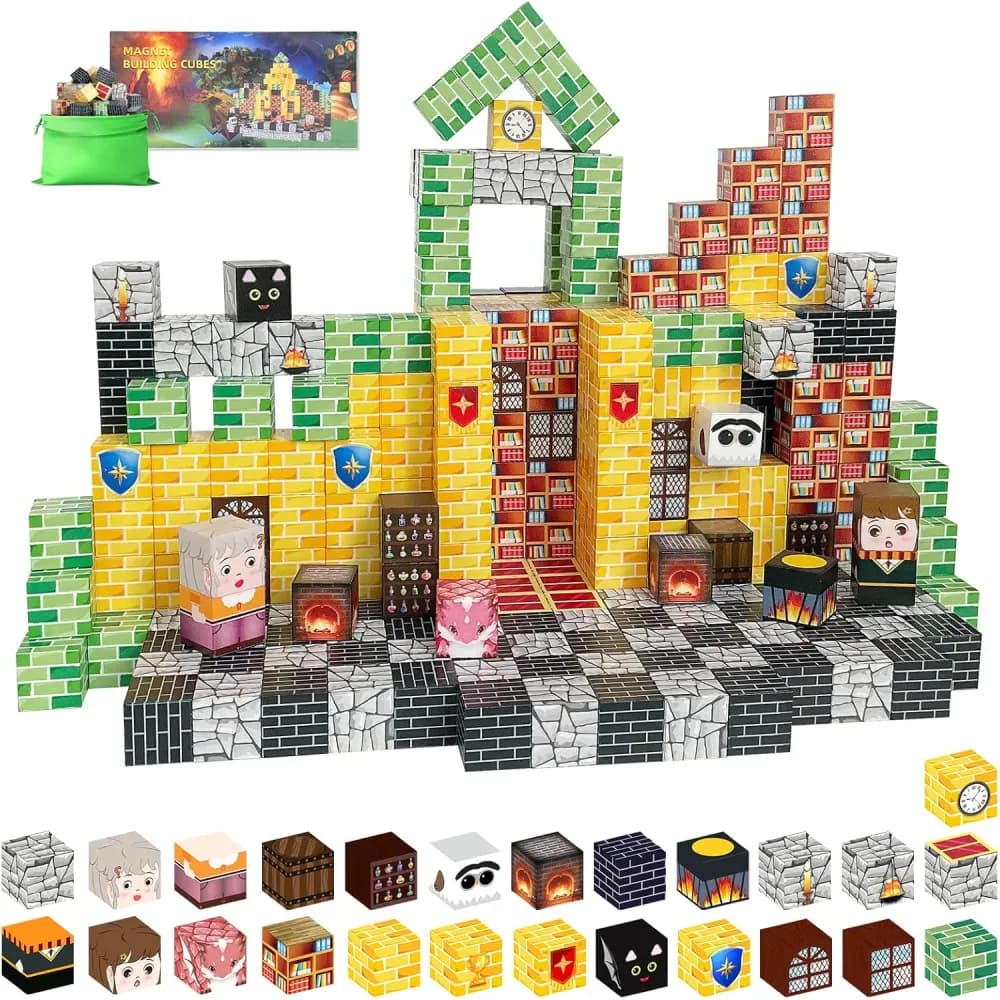 پازل خانه سازی ماینکرفت آهنربایی 100 عددی Kieacos Magnetic Blocks