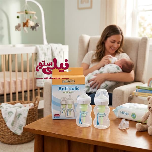شیشه شیر 2 عددی پهن 150 میل برند دکتر براونز کد 52600