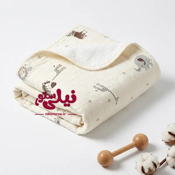 ست حوله و لیف نوزاد طرح شیر و زرافه برند bebekevi — تصویر ۲