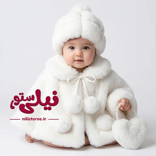 شنل دخترانه خزدار برند پاسارگاد Pasargad رنگ سفید کد 1715