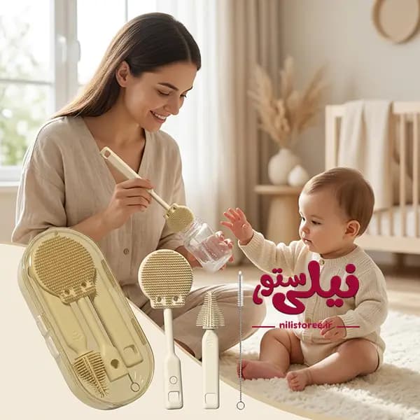 ست شیشه شور و آبچکان نوزاد سیلیکونی کد 02