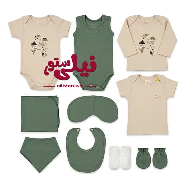 ست 19 تیکه جعبه ای نوزادی طرح جنگل برند دانالو danaloo کد 625 — تصویر ۲