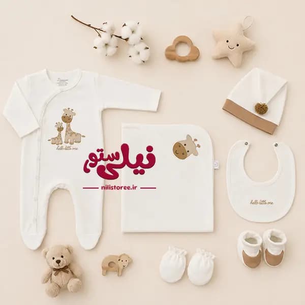 ست 7 تکه بیمارستانی برند دانالو danaloo طرح زرافه کد 626 — تصویر ۲