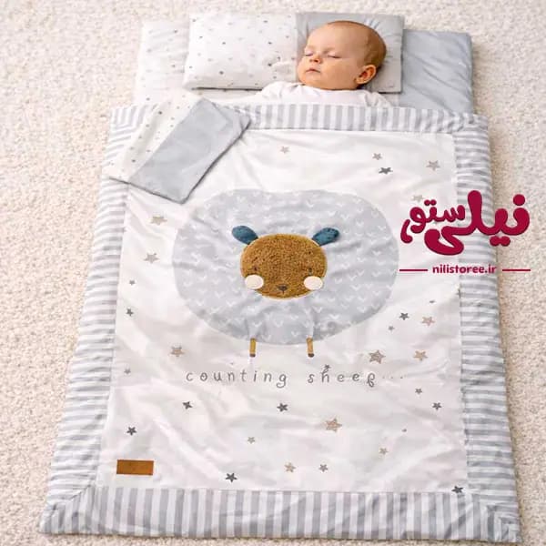 سرویس خواب 4 تکه نوزاد طرح گوسفند برند لیزا Lisa