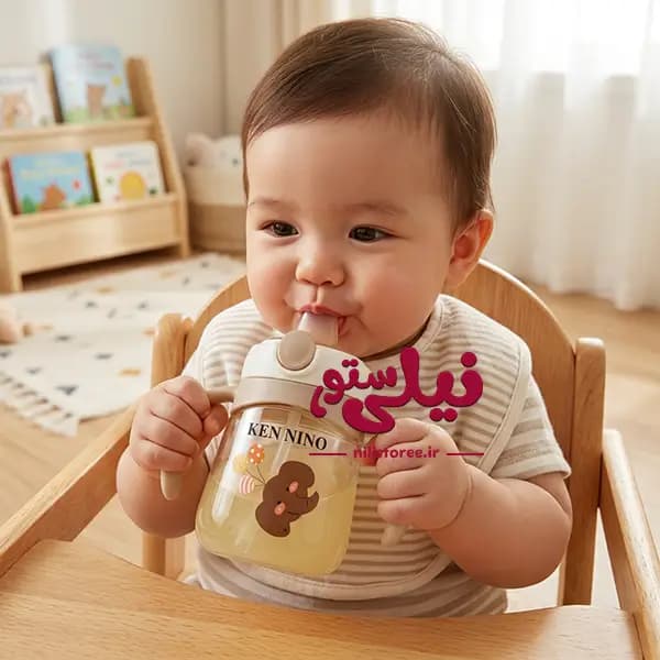 لیوان آبمیوه خوری نوزاد طرح فیل 280 میل برند کن نینو KEN NINO کد 69263 — تصویر ۲