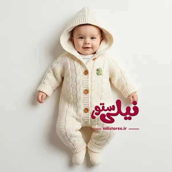 سرهمی کلاهدار نوزاد بافتی برند پاسارگاد کد 1730 — تصویر ۲