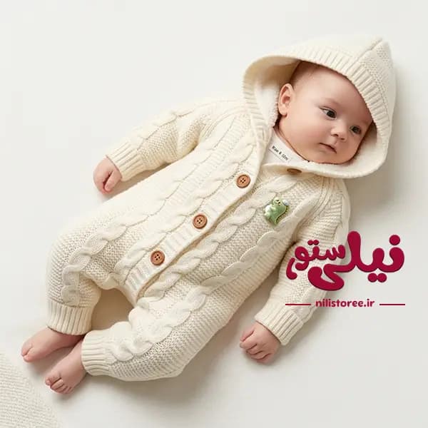 سرهمی کلاهدار نوزاد بافتی برند پاسارگاد کد 1730