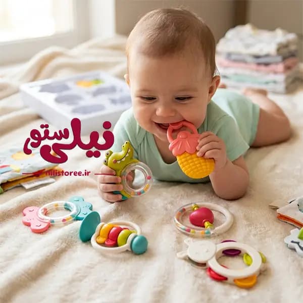 ست جغجغه و دندانگیر نوزاد 6 عددی برند بی بی ایرن Bibi irn کد 60869