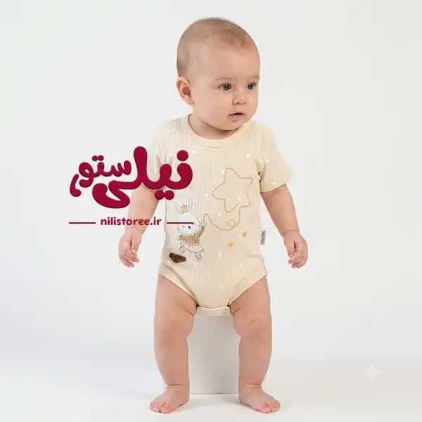 زیردکمه آستین کوتاه نوزاد طرح بانی برند مون بیبی Moon baby — تصویر ۲