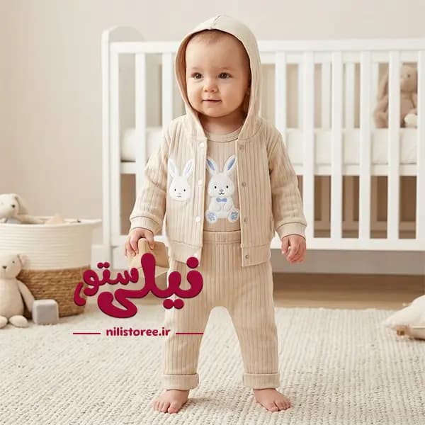 ست سه تکه نوزاد طرح خرگوش برند ناینوم nayinom کد 1217