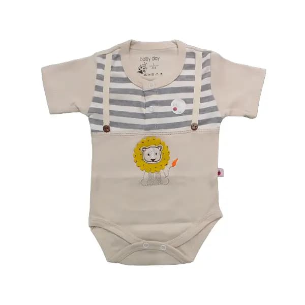 زیردکمه آستین کوتاه نوزاد طرح شیر برند بیبی دی baby day — تصویر ۲