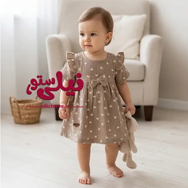 پیراهن دخترانه طرح قلب برند مون بیبی Moon baby کد 285